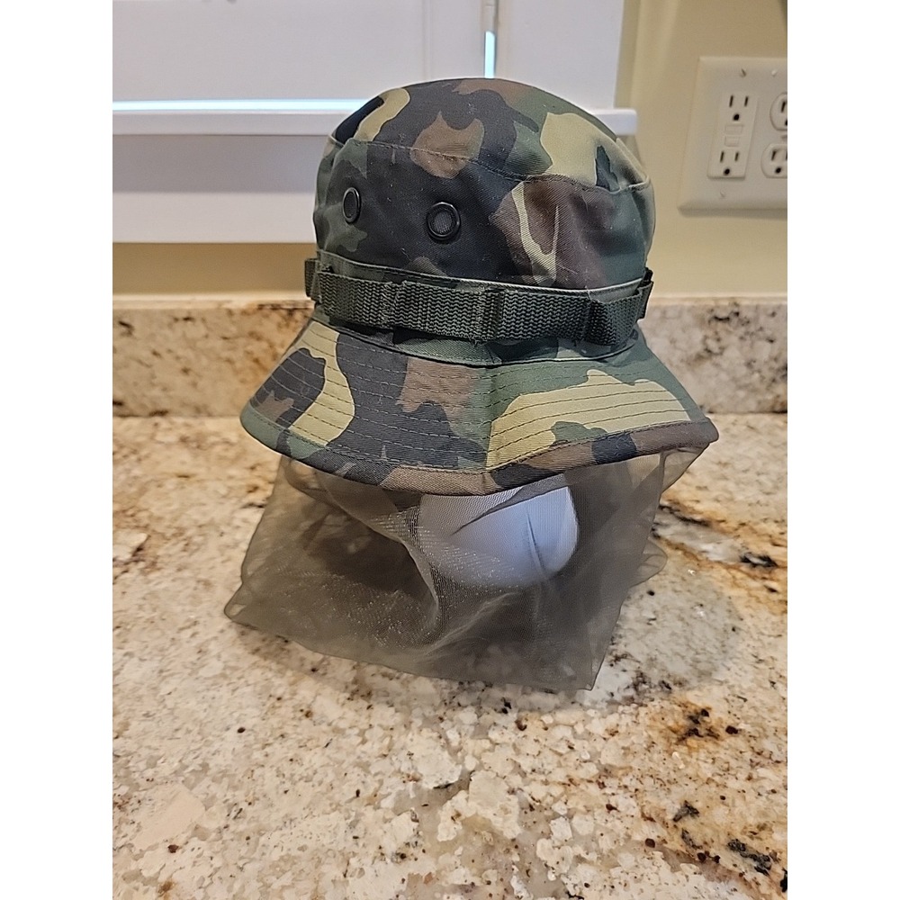 Military Camo Hat Sun Hot Weather Type II Boonie Hat MIL Type-J-44320 Size 7 1/2